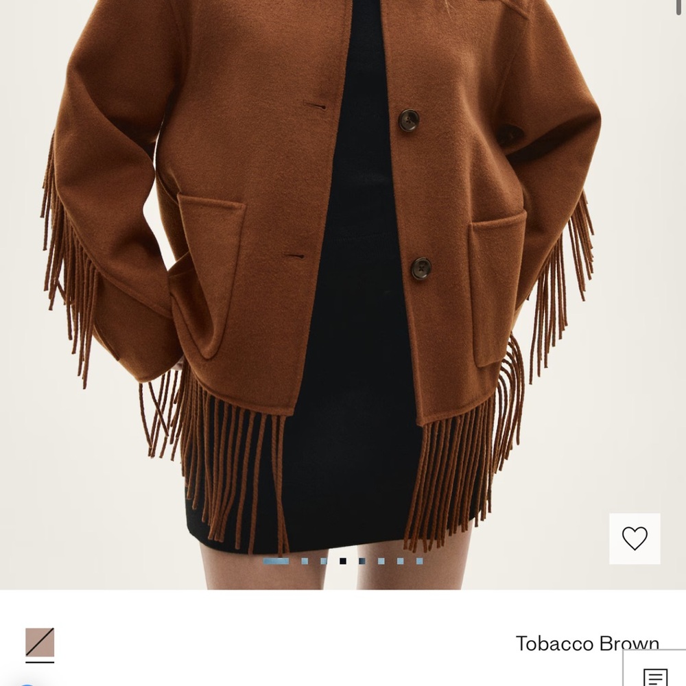 ‼️IN SEARCH OF‼️ Mango Fringe Detail Tobacco Brown Jacket